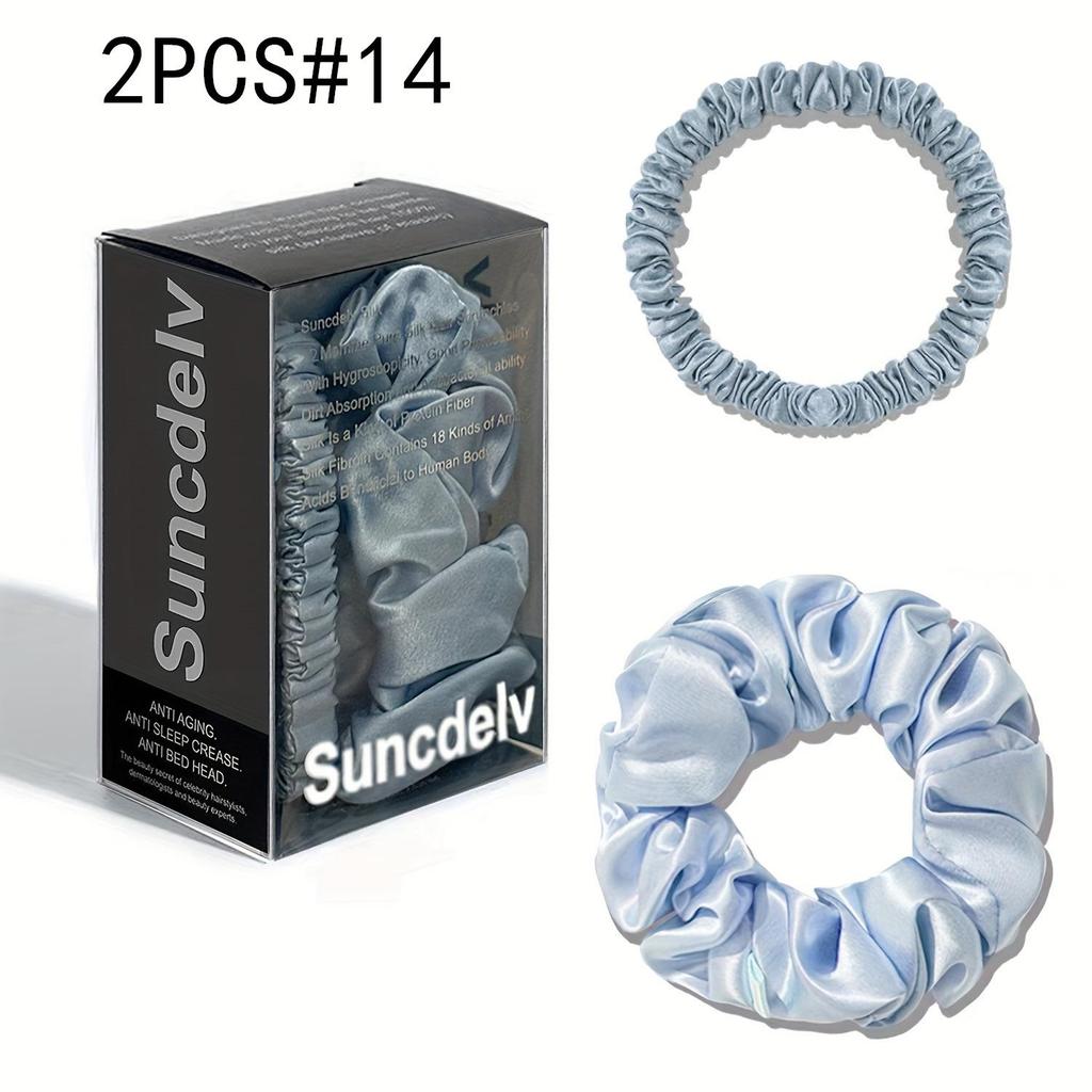 2 шт. 100% натуральный шелк однотонные резинки для волос высокого качества резинки для волос 22Momme женские большие повязки для волос аксессуары для волос маленькие+большие