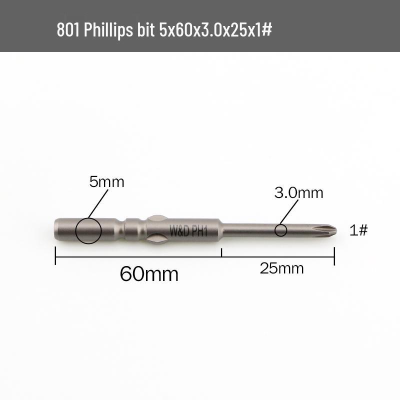 801 Электрическая отвертка, насадка W&D 4 мм, крестовая отвертка Phillips, 5*60*3, 4C, импортная сталь