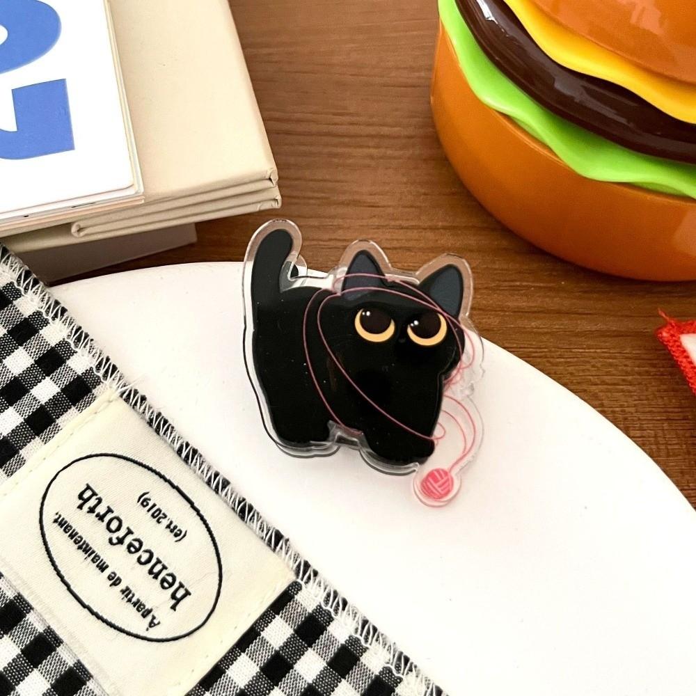 8pcs Fresh Keeping Black Cat Bag Clips Moisture-proof Stationery Clips Seasoning Bags