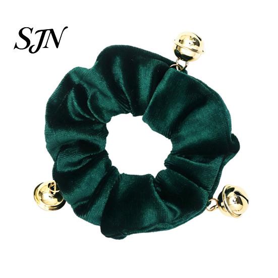 Holiday Party Hair Decorations Christmas Velvet Scrunchies with Bells, Elastic Ties for Ponytail Holders Women Girls, Retro Winter Festive Hairstyles