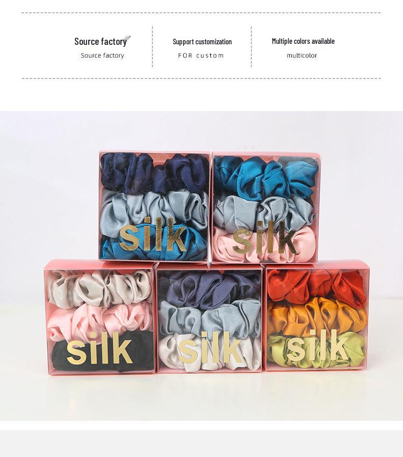 Butterfly Embroidered Silk Scrunchie Gift Set - Medium 19 Momme 100% Mulberry Silk Hair Ties