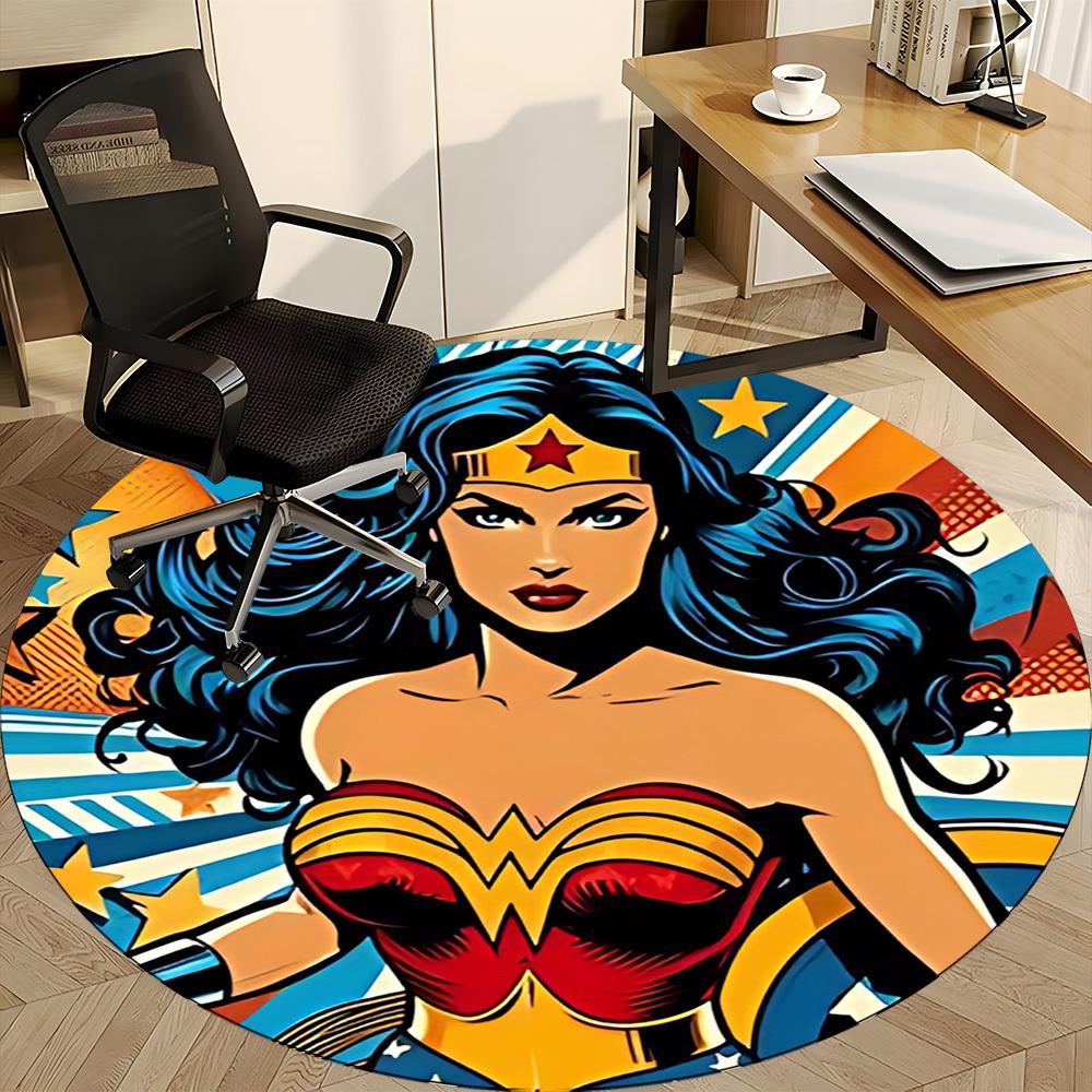 1 шт. Круглый ковер Wonder Woman для офиса, под офисные стулья, в спальню, гостиную, домашний декор, Декор для комнаты, Доступен в различных размерах