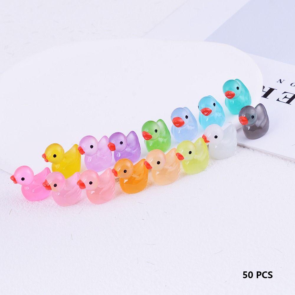 50pcs Mini Ornament Yellow Duck Resin Accessory Doll House Decor Miniature Figure Garden Decor