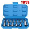 Torx Bit Socket Set T8-T70 13 Pcs Cr-V S2 Steel Car Removal Tools Chrome Vanadium Socket Wrench Tools For Ratchet Torque Spanner 1/4" 3/8" 1/2" Drive