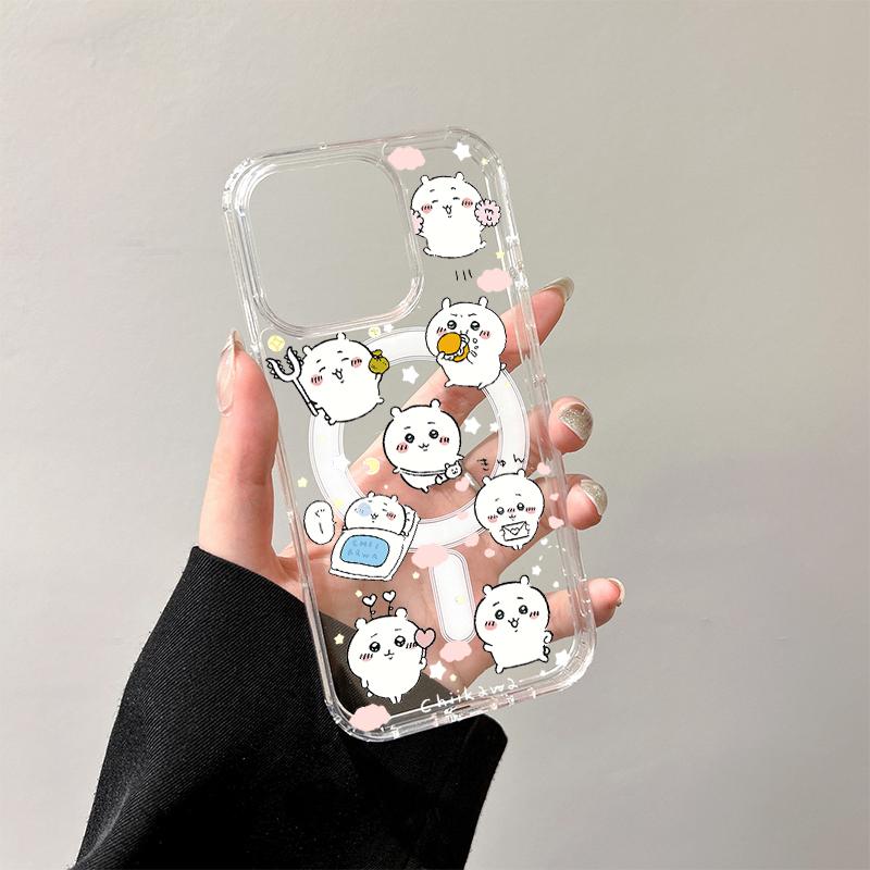 Милый прозрачный силиконовый чехол-зарядка C-Chiikawas для iPhone 17 Air 16 E 15 14 Plus 13 12 Mini 11 Pro Max