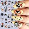 Gothic Nail Art Accessories Women Stickers for Halloween Spooky Ghost Pumpkin Spider Web Bat DIY Manicure Thorns Decal Supplies Holiday Party