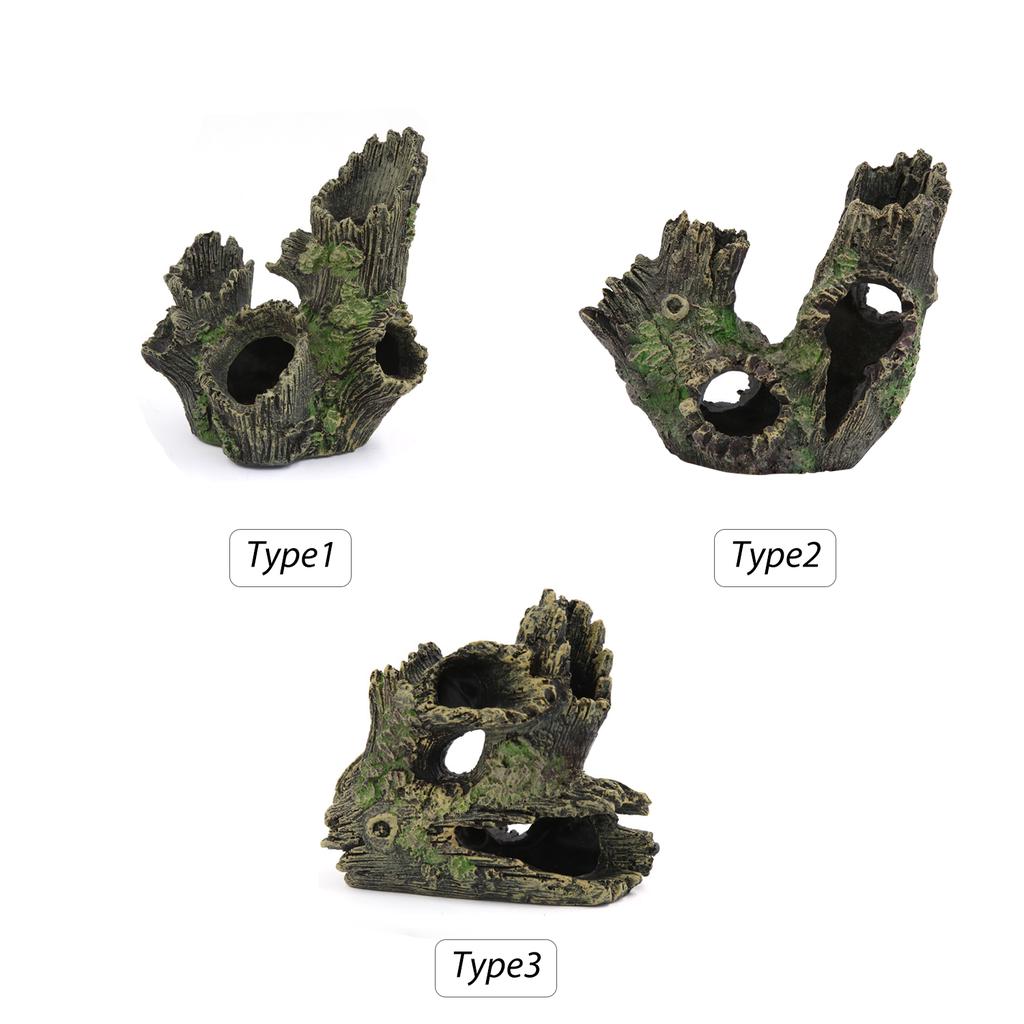 Aquarium Ornament Driftwood Resin Wood Trunk DIY Hollow House Cave Ornament for Fish Tank Aquarium Landscape Decoration