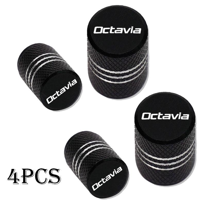 HRQB8 4PCS Car Wheel Tire Valve Caps Tyre Stem Covers Airdust Waterproof For Skoda OCTAVIA Auto Accessories