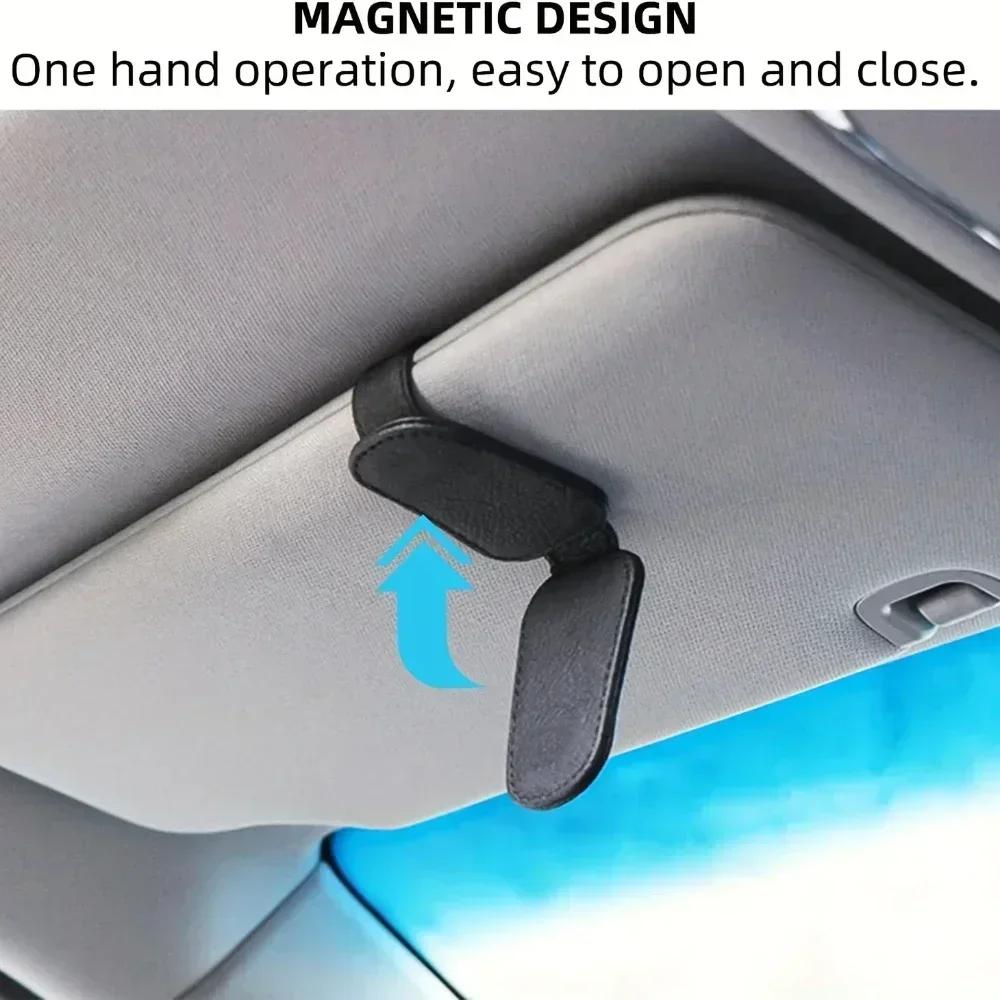 Sunglasses Holders For Car, Magnetic Leather Sunglasses Clip For Car Visor, Glasses Hanger Clip, Car Interior Visor Accessories