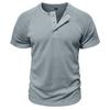 Летняя мужская рубашка Хенли, модная мужская футболка с коротким рукавом, тренд, универсальные повседневные топы с коротким рукавом