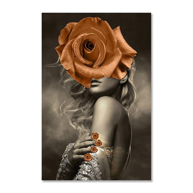 Новое поступление, большой размер, настенное искусство, современная мода, цветочная обложка, лицо, золото, длинные волосы, женщина, холст, декоративная живопись для гостиной