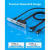 Адаптер для передней панели 20 Гбит/с USB 3.2 Gen 2x2, USB-C и USB на USB 3.2 Type-E Key-A 20-контактный и 19-контактный USB-разъемы с кронштейном PCIe