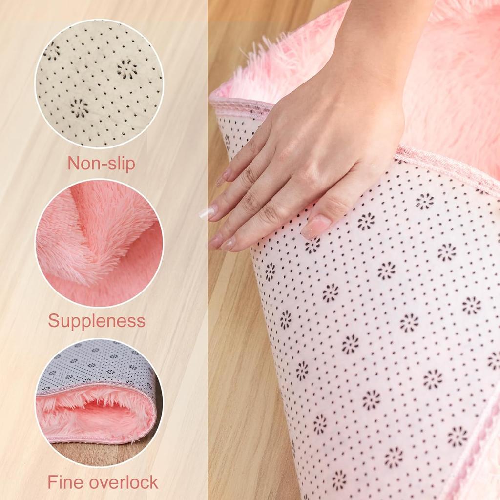 Розовый Круглый Ковер Пушистый Мягкий Коврик для Пола Детская Комната Девочек Замок Принцессы Плюшевый Ковер Гостиная Домашний Декор