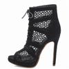 Fashion Peep Toe Summer Sandals Sexy Cut-outs Gladiator Party Dance Shoes Women Pumps Lace-Up High Heels Black Ankle Boots Large Size