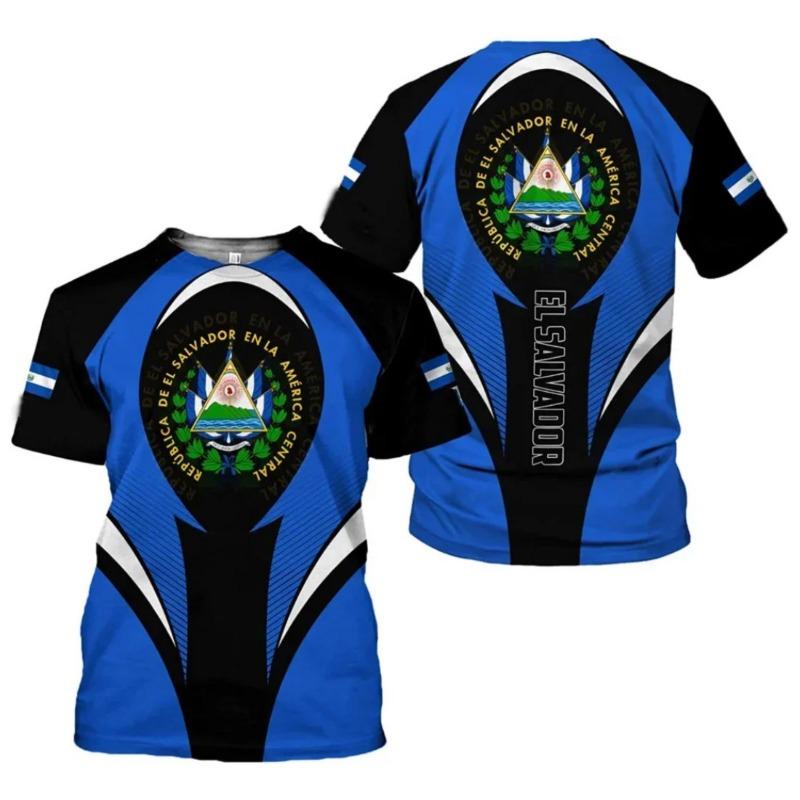 El Salvador Flag Soccer Jersey T-shirts Summer Sports Quick-drying O'neck Trendy Casual Football Jersey 3D Printed Mens Clothing