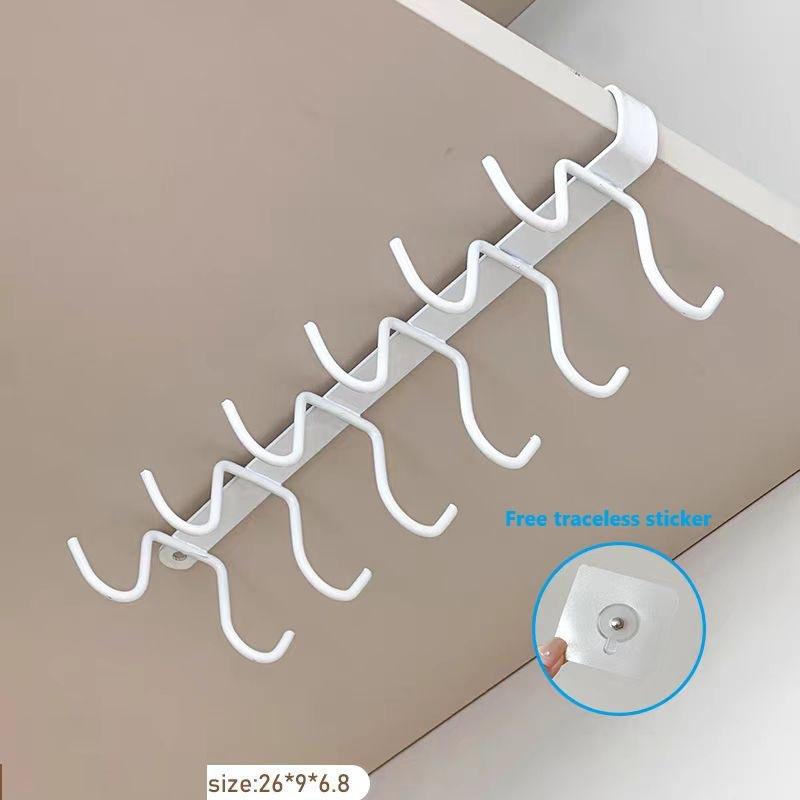 Double Row Hooks for Labubu Storage 12 Hooks Iron Wall Mount Organizer for Dolls,Plush Toys,Cup Holders Kitchen Storage Rack