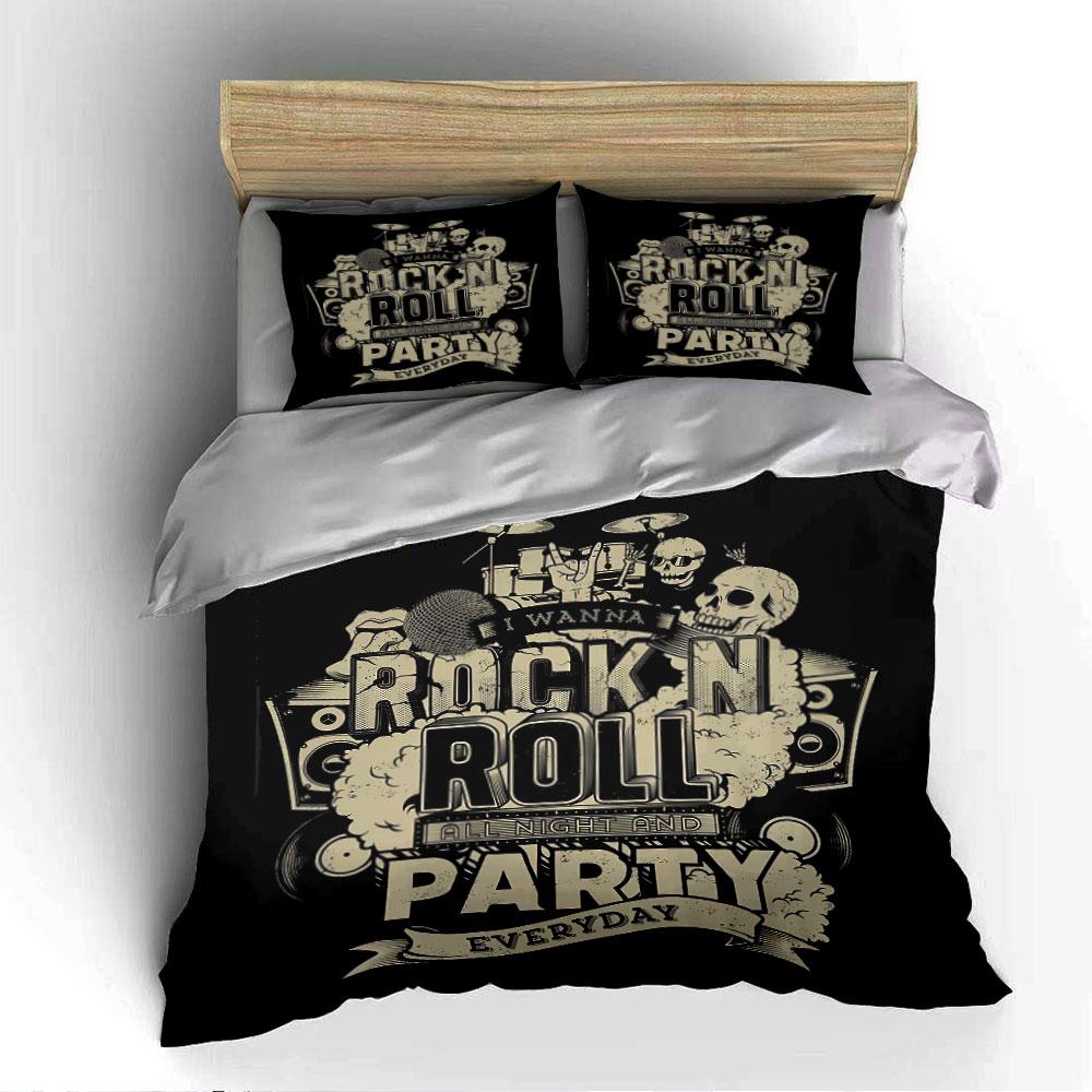 Rock n Roll Party Design Bedding Duvet Cover Set Duvet Cover Pillowcases (1*Duvet Cover 2*Pillowcases, without duvet insert)