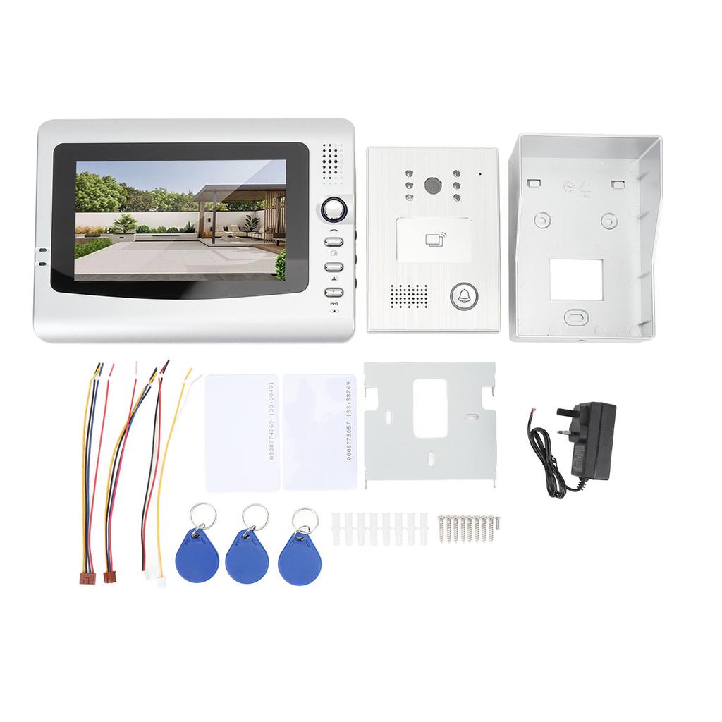 Проводная система видеодомофона с защитой от дождя, ИК-подсветкой ночного видения, широкоугольным видеодомофоном на 120º с 7-дюймовым дисплеем