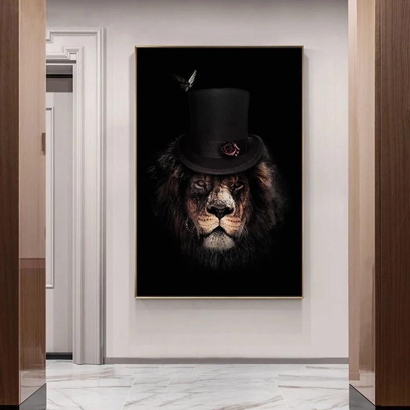 Современная картина на холсте с животными, стильные постеры с тигром и львом и принты, настенная художественная картина Cuadros для гостиной, украшения дома