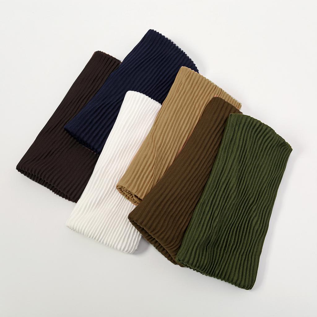 Fashion Pleated Square Scarf For Women Cotton Hijab Headscarf Islam Turbans For Women Hijab Femme Musulman Head Wraps
