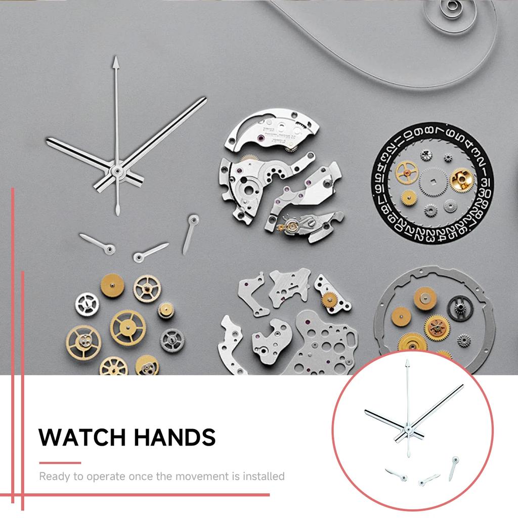 Серебристые/Оранжевые Стрелки для Часов для Механизма VK63 6 Пинов Зеленый Люминесцентный Указатель Часов Аксессуары