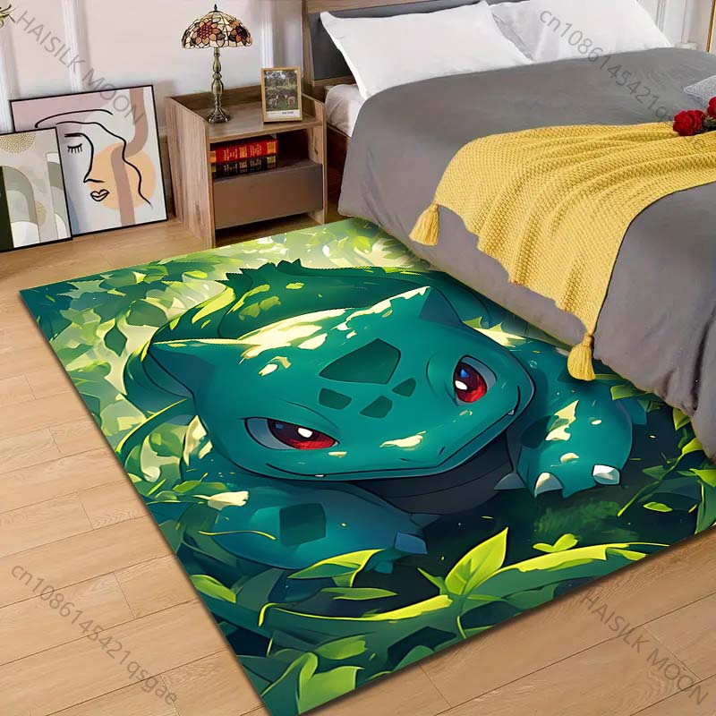 1PC P-Pokemon Bulbasaur Pattern Carpet for Living Room Bedroom Bedside Floor Mat Area Rug Home Large Area Decor Gift for Friends