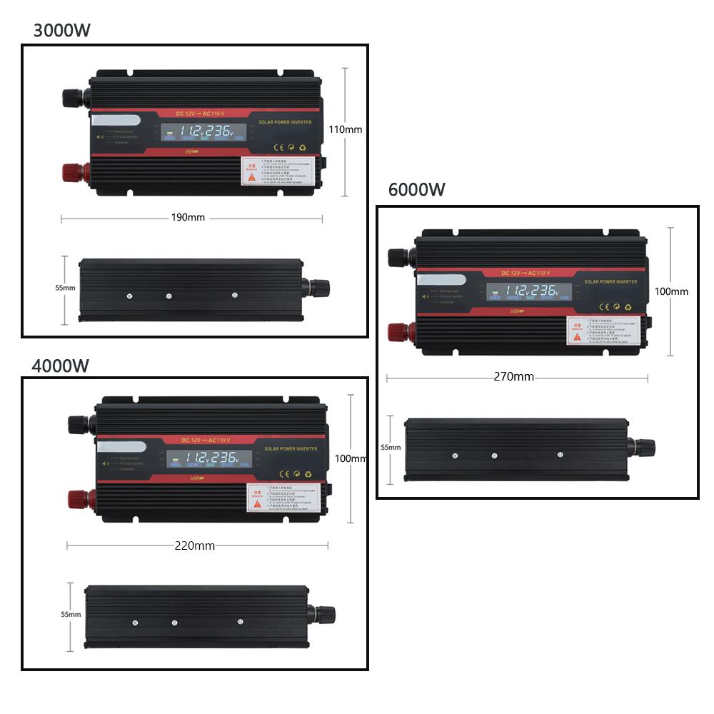 Intelligent Solar Power Car Inverter Modified Sinewave Converter with LCD Display