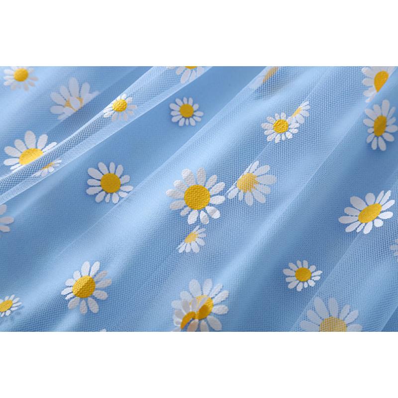 Женское модное сетчатое платье с принтом ромашки, летнее праздничное платье с двойной эластичной резинкой на талии, пляжная юбка