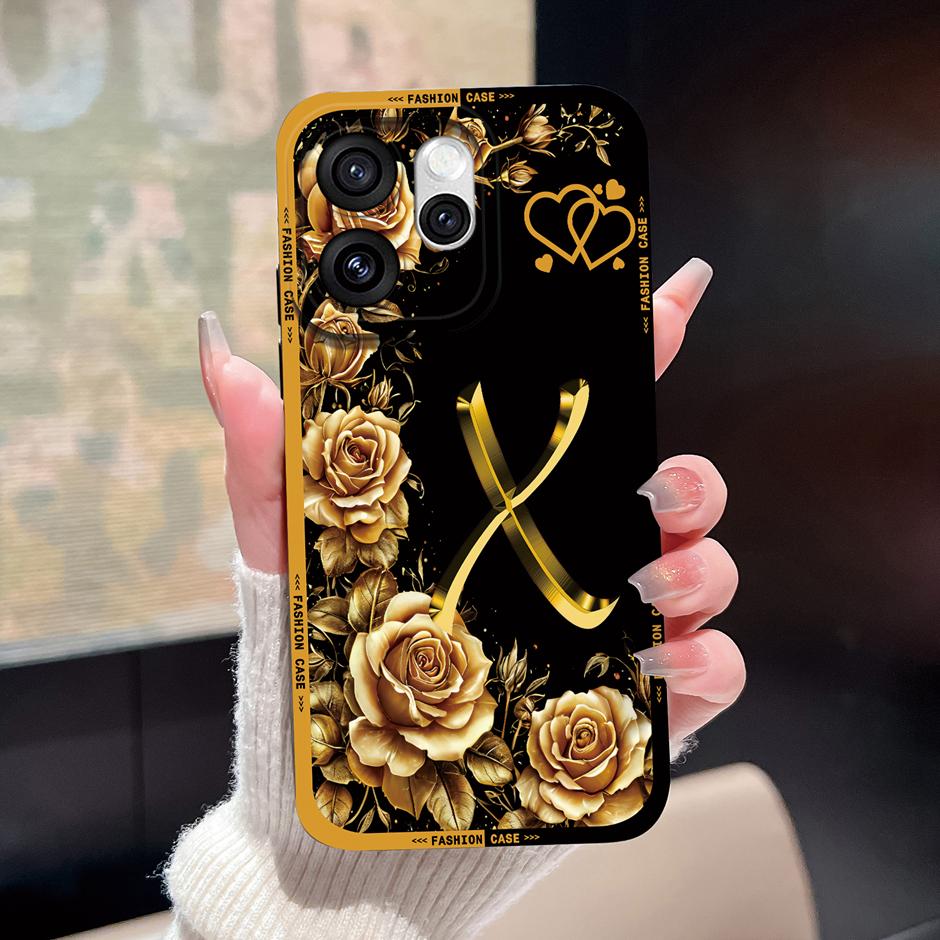 For Oppo Reno15 Pro Reno15 F Cases Luxury Rose 26 Letters Shockproof Silicone Cover For OppoReno15F Fundas OppoReno15 Pro Bumper