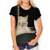 Модные футболки женские Harajuku повседневные топы 3D Kawaii Cat Printing Oversize женские смешные футболки с коротким рукавом летние топы
