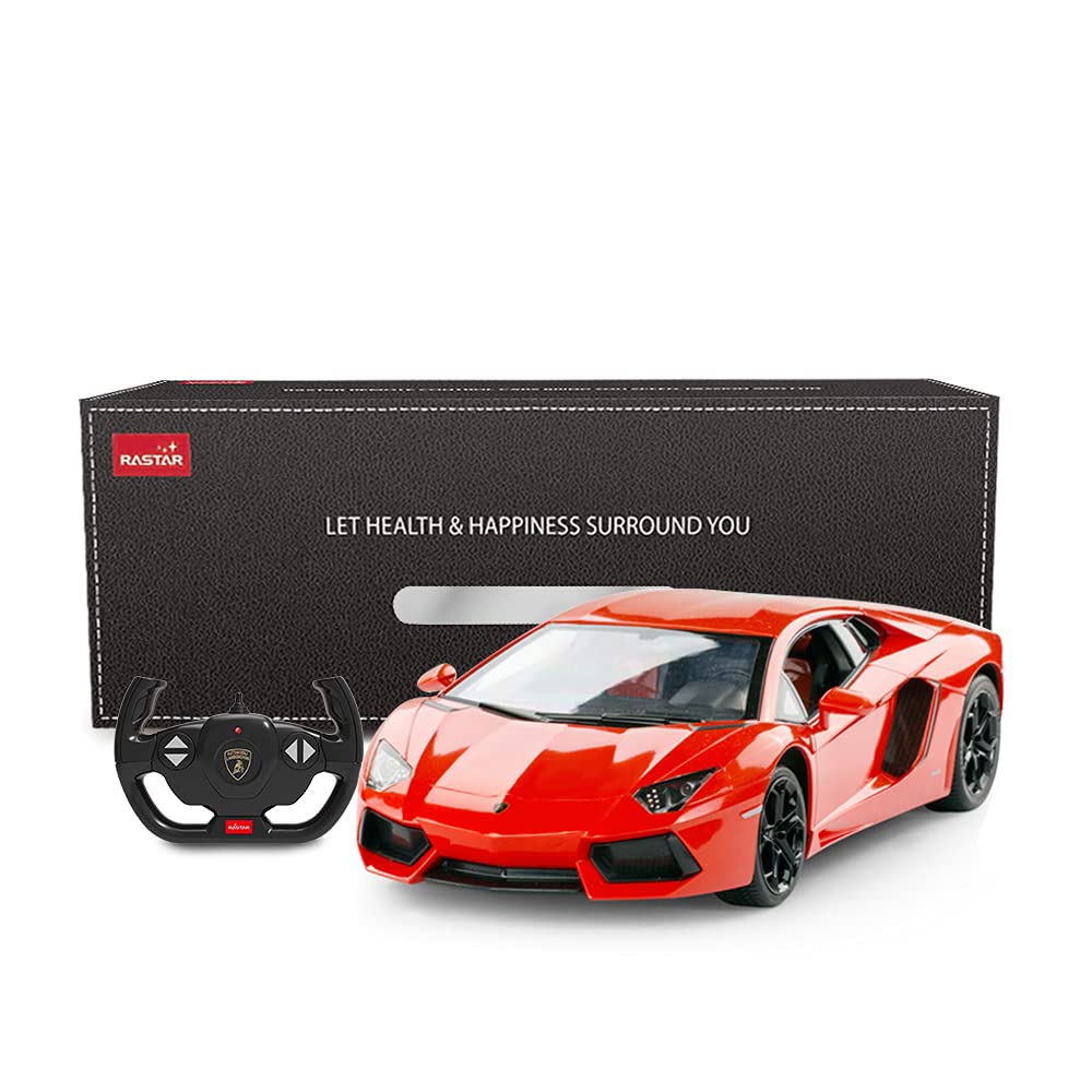 RASTAR Радиоуправляемая машина Lamborghini, Игрушечная машина, 1:14 Lamborghini Aventador LP700-4 Машинка на радиоуправлении с освещающимися фарами и задними фонарями, Оранжевая, 2.4 ГГц
