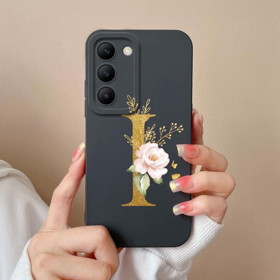 Чехол для телефона Vivo V30 SE V40 Pro Lite Y100 (ИДН) V30e T3 Y200e Y100 4G Корпус Модный Цветочный Буквы Мягкий Силиконовый Чехол Ударопрочный Бампер Для Vivo