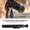3 In 1 Retractable Lens Cleaner Pen Dust Cleaner Brush For DSLR VCR DC Camera Lenses Filters Cleaning