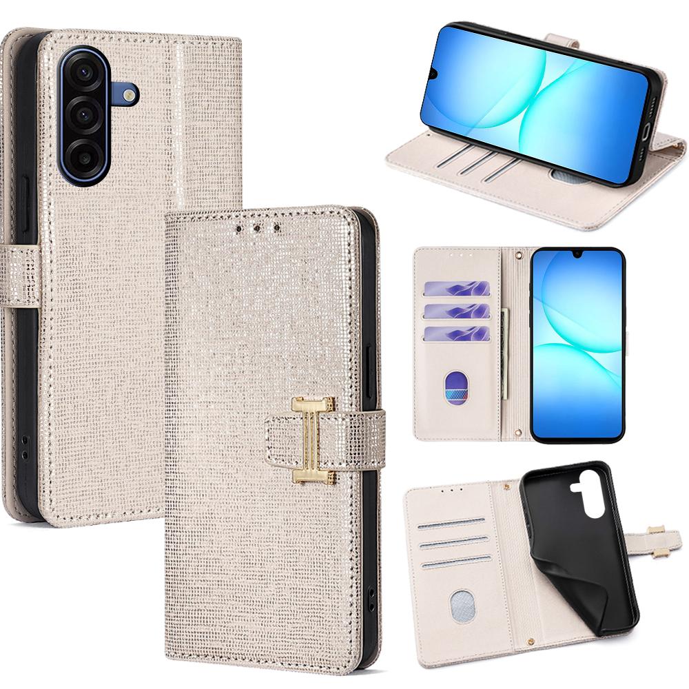 For Samsung Galaxy A17 5G Case Metal I-Buckle PU Leather Wallet Phone Cover