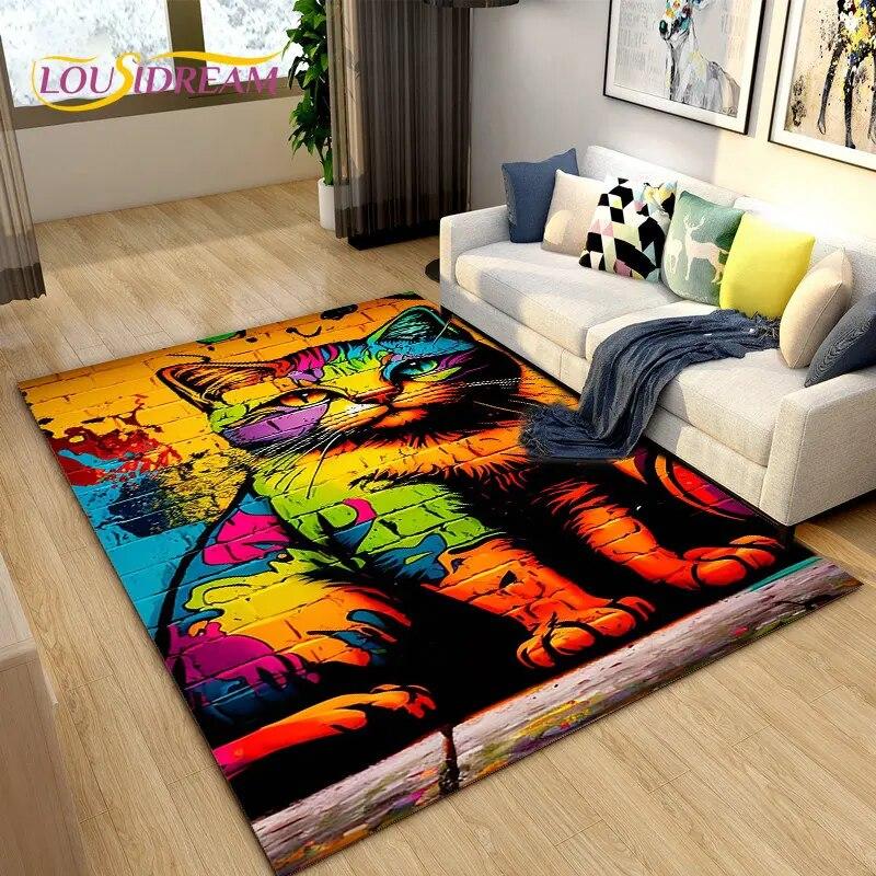 3D мультяшный ковер с милым котом, ковер для дома, гостиной, детской спальни, дивана, коврик для двери, декор, кухонный нескользящий коврик