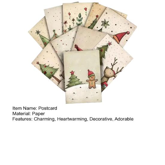 20 листов Рождественская открытка Винтажная Рождественская елка Кот Пряничный человечек Снеговик Олень Поздравительная открытка для Зимних принадлежностей для вечеринок