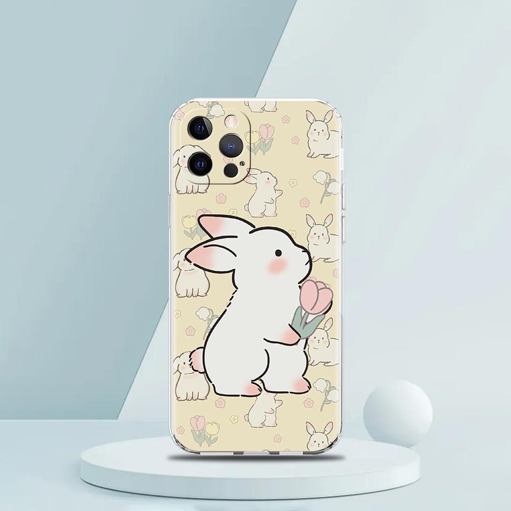 Милый Красочный Кролик Роскошный Чехол Для Телефона Для iPhone 16 15 14 13 12 11 Pro Max XS X XR SE 7 8 Plus Мягкий Силикон Прозрачный Чехол