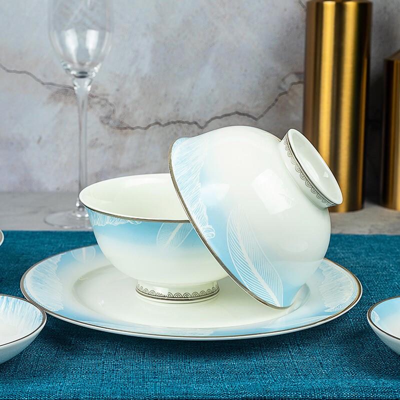 Jingxun 16-Piece White Jade Danqing Ceramic Dinnerware Set