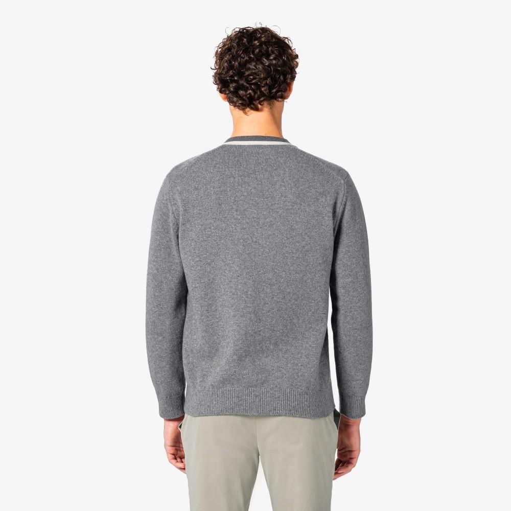 [Lacoste] Men's V-Neck Wool Cardigan AH660E-55NCCA