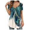 Женская повседневная футболка с коротким рукавом и v-образным вырезом, топ на пуговицах с синим принтом и рисунком воды
