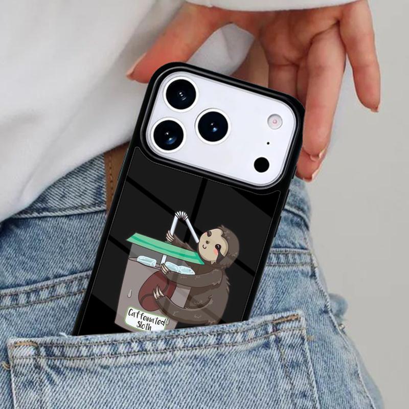 Милый чехол для телефона с ленивцем, заряженным кофеином, для iPhone 16e 15 14 13 12 17 Pro Max Plus Air 17pro Чехол Coque