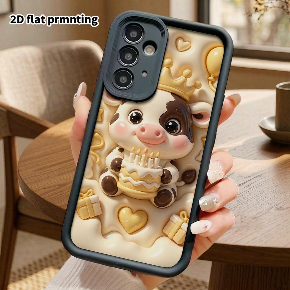 Phone Case: 2D flat, suitable for Samsung Galaxy A34 A35 M05 M06 S20 S22 S21 FE Plus 5G protective case, black and white spotted little cow, perfect C