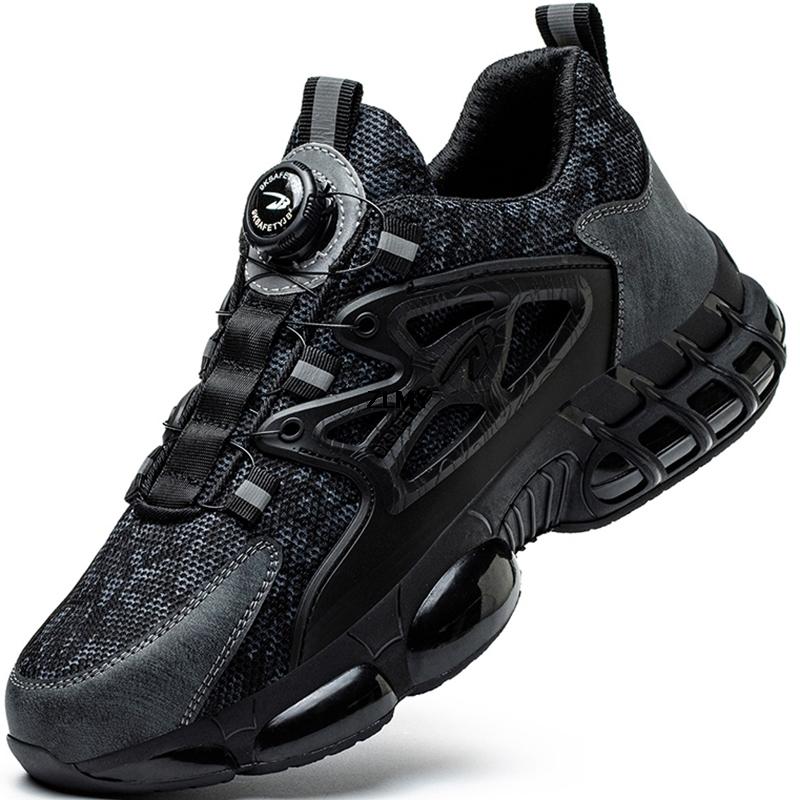 Кроссовки рабочие с вращающейся пряжкой мужские промышленные с защитой от проколов и ударов со стальным носком мужские защитные ботинки на воздушной подушке новые