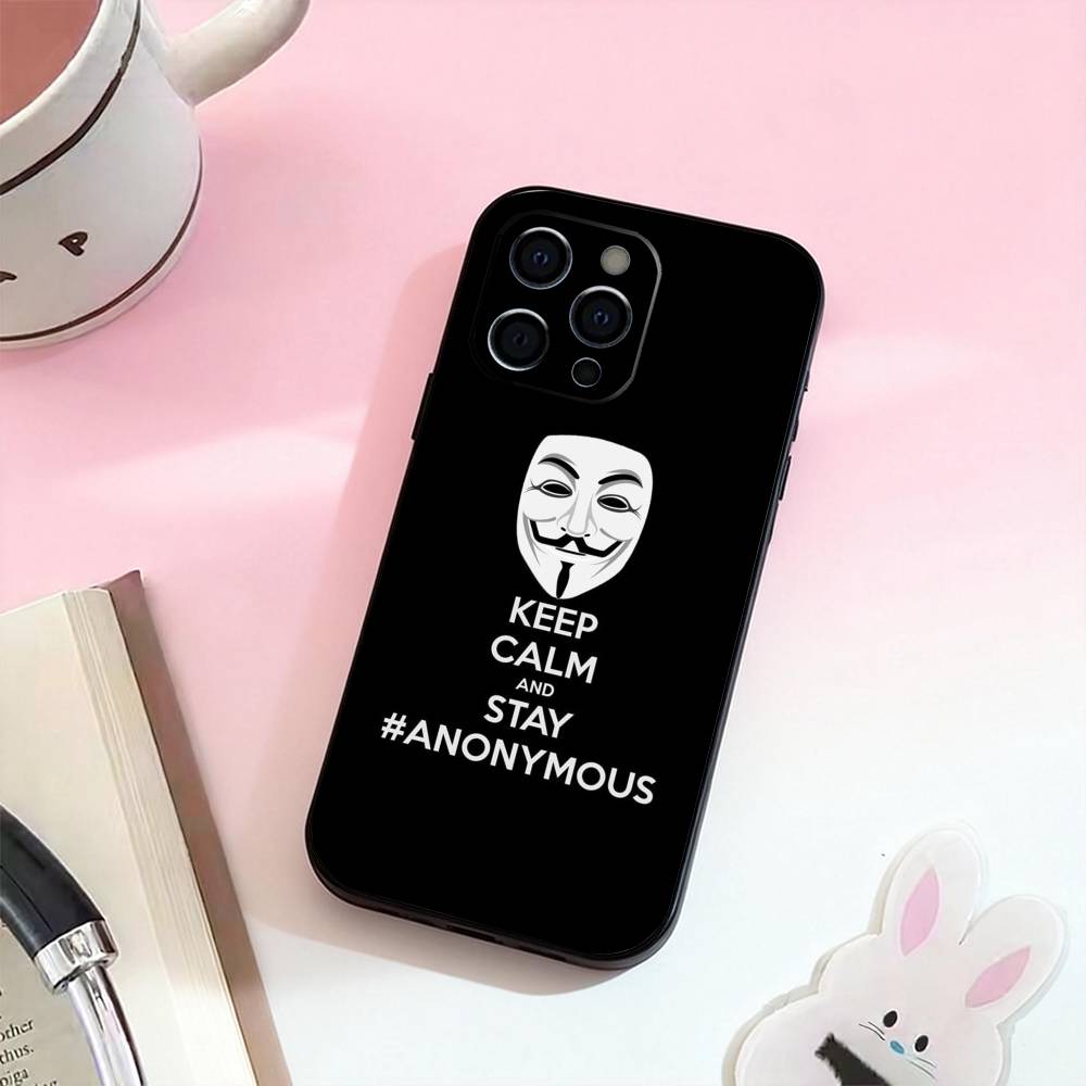 A-Anonymous Hacker Phone Case For iPhone 17,16,15,14,13,12,11 Plus,Pro Max,Soft Silicone Black Cover