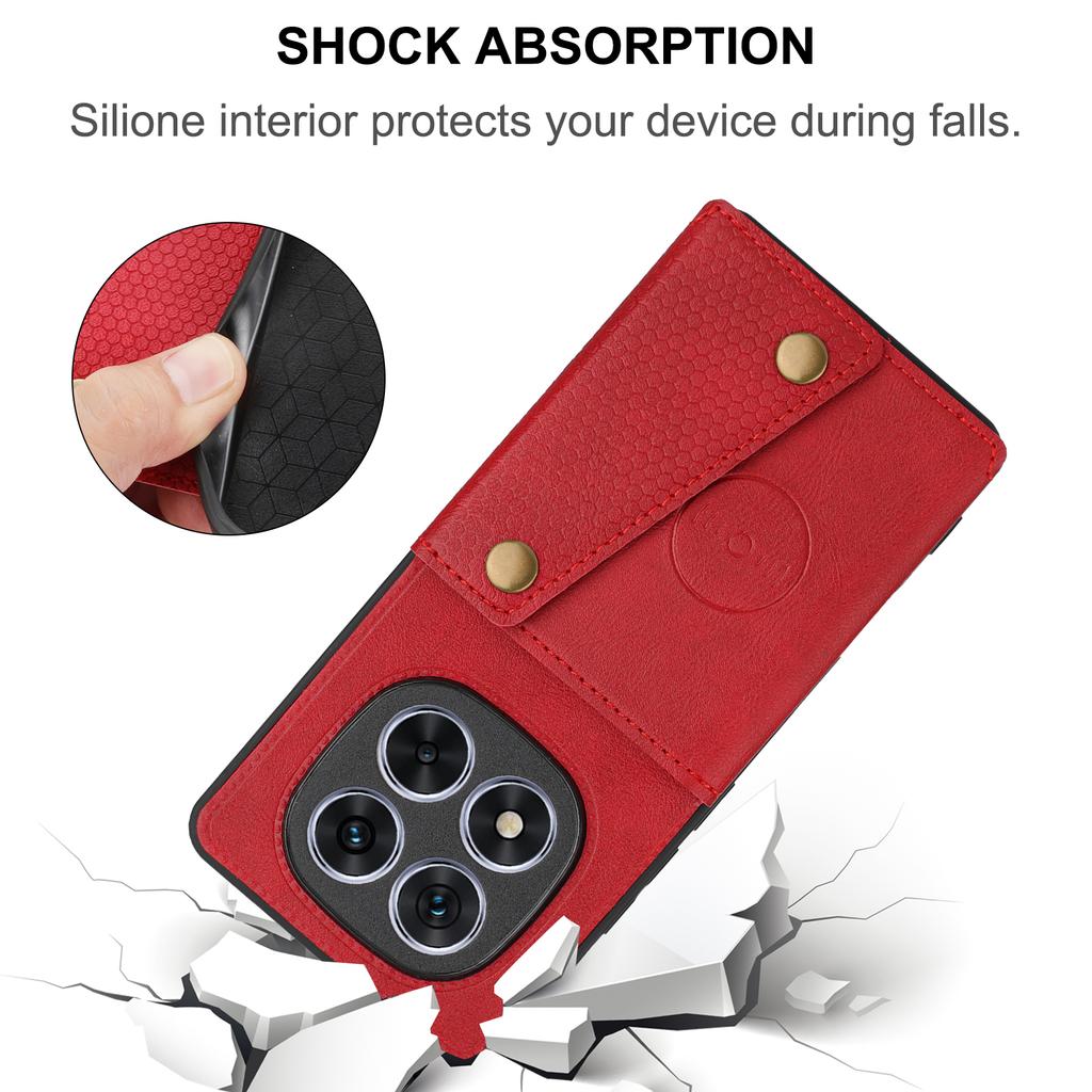 Для Xiaomi Redmi Note 15 Pro 5G (Глобальный) Чехол с отделениями для карт, подставкой, из кожи + ТПУ, чехол для телефона