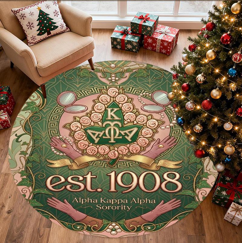 Alpha Kappa Alpha Pattern Round Rug, Indoor/Outdoor Mat, for Picnic, Gameroom, Bedroom, Office, Living Room, Home Decor Carpet, Birthday Gift