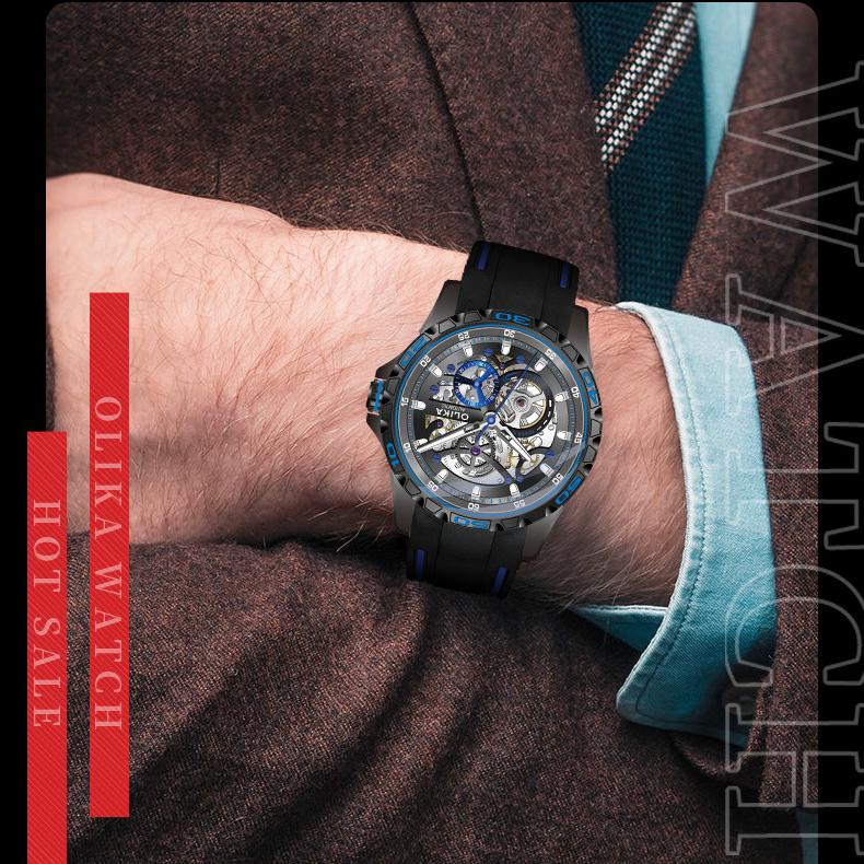 Новые роскошные мужские часы ТОП-бренда с коробкой, полностью автоматические полые модные водонепроницаемые светящиеся мужские механические часы