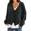 Women's Fashion Oversized Knit Cardigan Sweater With Buttons Long Sleeves Solid Color Jacket