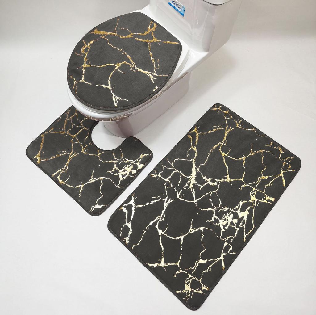 10 цветов, нескользящий, 3 шт./компл., коврик для унитаза, быстросохнущий полиэстер, мрамор, крышка для унитаза, коврик для ванной комнаты