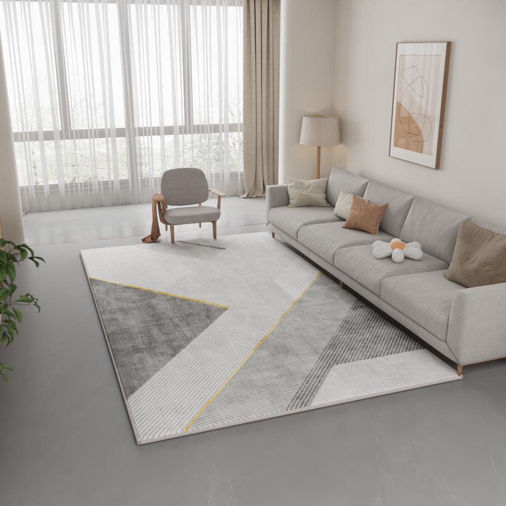 Нескользящий серый ковер Nordic: Универсальный легкий роскошный ковер для гостиной, спальни или использования у кровати.